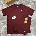 Asics Core T-Shirt Shorts Set Dark Red Planet